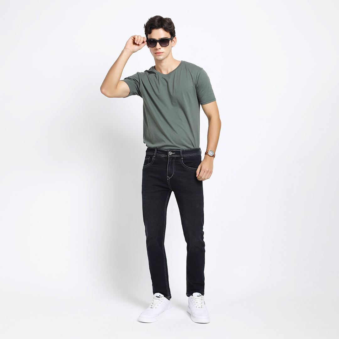 DARK BLACK AKNEL FIT JEANS 4736-1